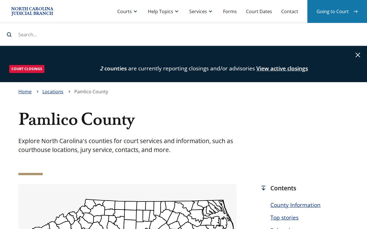North Carolina Judicial Branch Pamlico County court information page